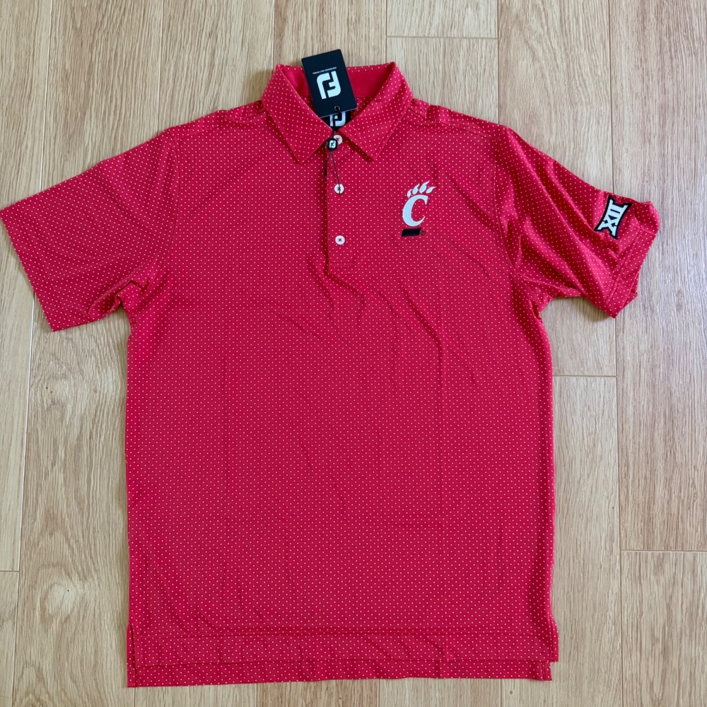 NWT FootJoy Polo Mens Medium Red Cincinnati Bearcats Big 12 Stretch Golf NCAA